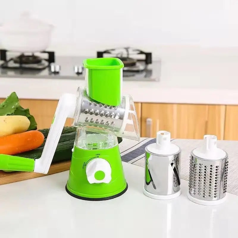 Multifunctional Roller Vegetable Cutter, 3 In 1 Vegetable Slicer And Cutter, Manual Rotary Drum Greator, Hand Roller Type Square Drum Vegetable Cutter with 3 Removable Blades For Kitchen