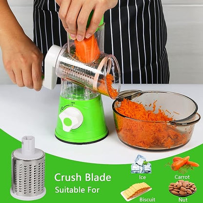 Multifunctional Roller Vegetable Cutter, 3 In 1 Vegetable Slicer And Cutter, Manual Rotary Drum Greator, Hand Roller Type Square Drum Vegetable Cutter with 3 Removable Blades For Kitchen