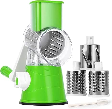 Multifunctional Roller Vegetable Cutter, 3 In 1 Vegetable Slicer And Cutter, Manual Rotary Drum Greator, Hand Roller Type Square Drum Vegetable Cutter with 3 Removable Blades For Kitchen